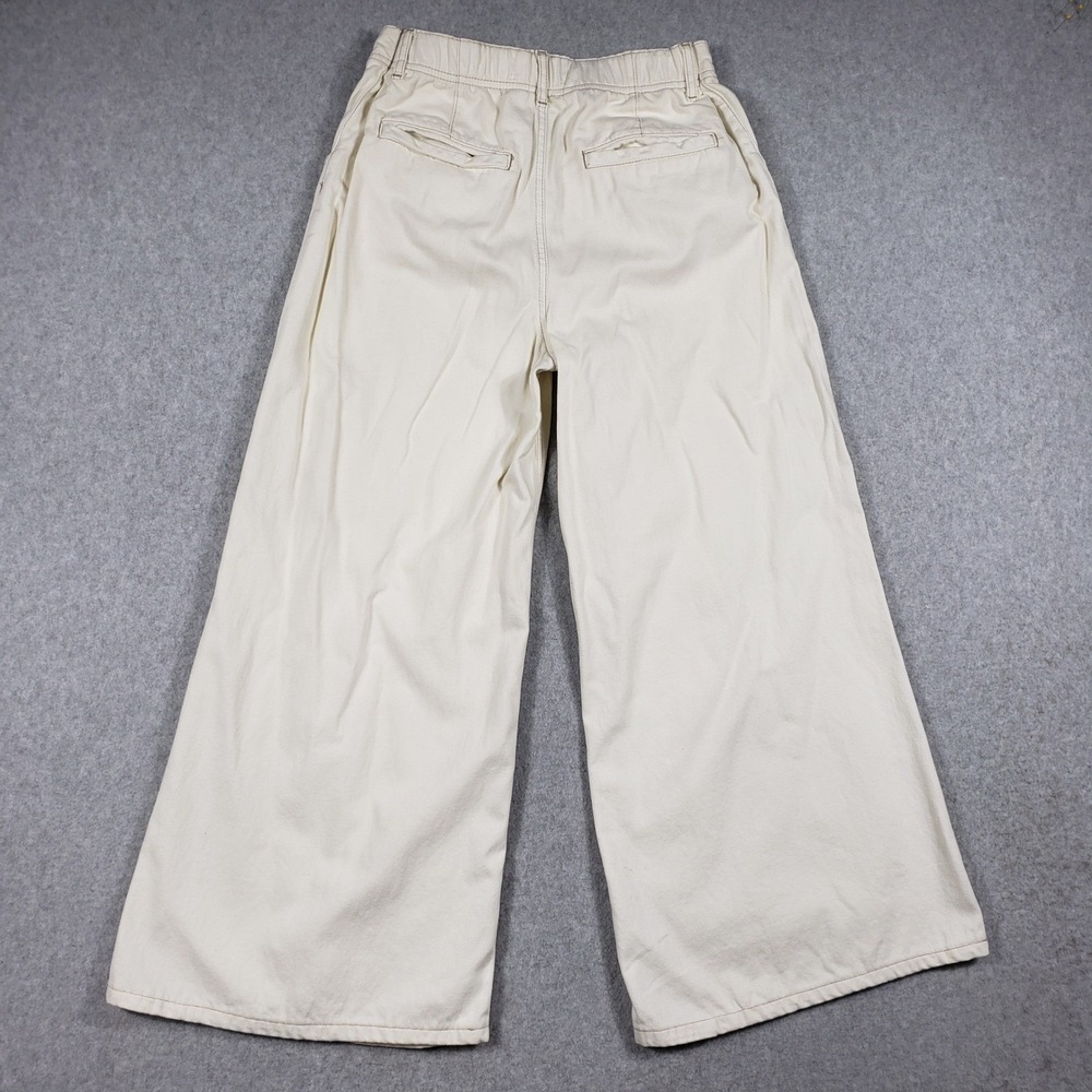 Free People 26 High Rise Wide Leg Pants Cream Boho Coastal Festival Baggy Cotton - Picture 2 of 6